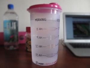 water bottle with hour markings