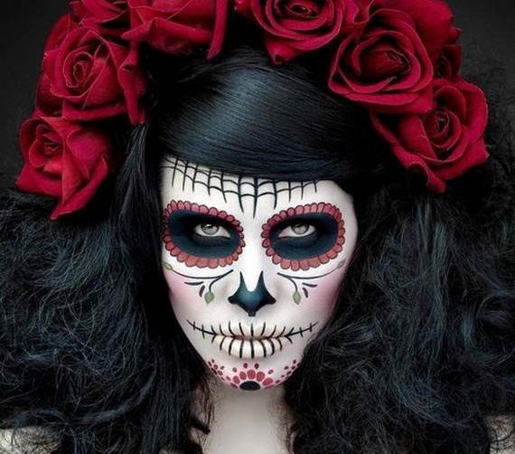 red sugar skull makeup tutorial