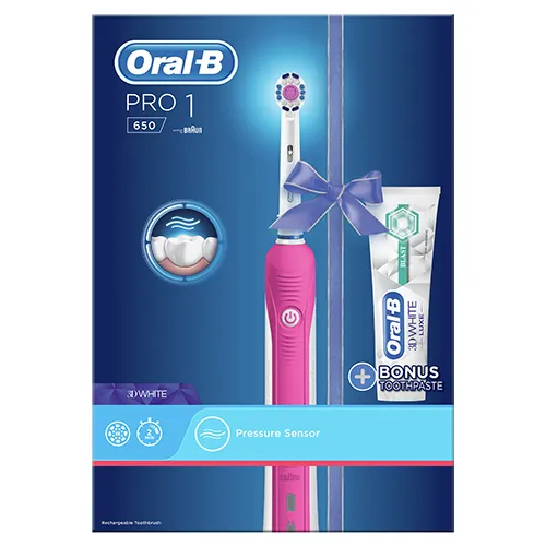 Braun Oral B Pro 1 650 Pink Electric Toothbrush