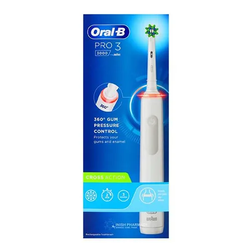 Braun Oral B Pro 3 3000 White Electric Toothbrush 